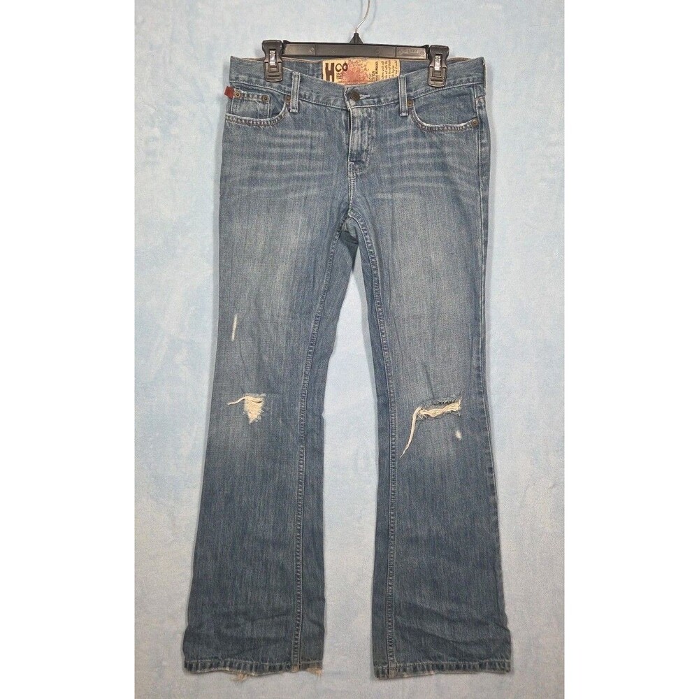 VINTAGE Y2K HOLLISTER HCO FLARE LOW RISE JEANS WOMENS 7R BOHO HIPPIE 90s DENIM